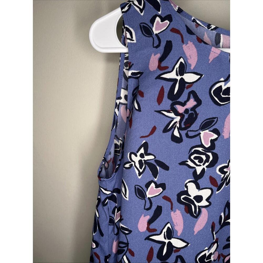 Halogen Womens Size Large Blue Floral A-Line Dress Sleeveless - Picture 3 of 9